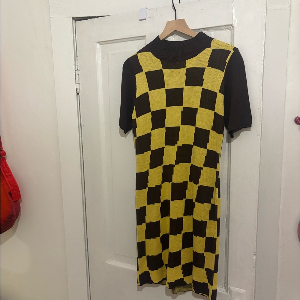 Fashion Brand Company brown & Yellow Checker Knit Dress